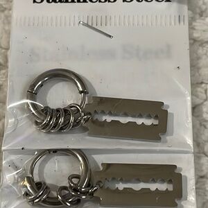 Stainless steel razor blade earrings